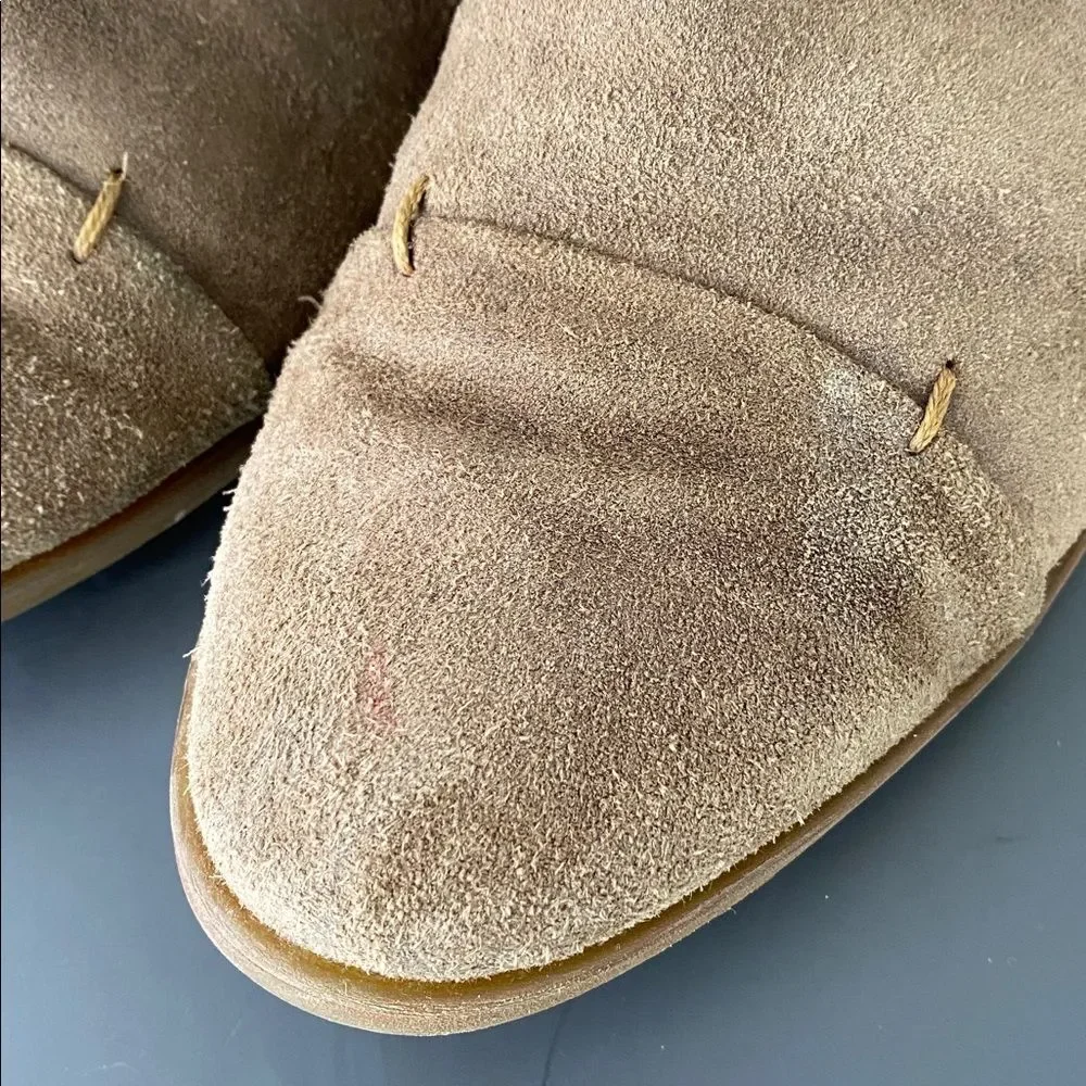 Born Women's Tan Suede Ankle Booties Buckle Accent Side Zip Sz 8.5 Boho Western